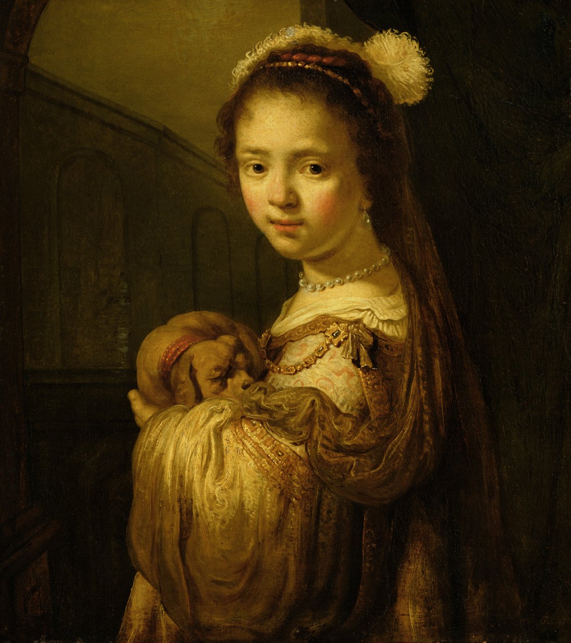 Obraz młodej dziewczyny autorstwa Govaert Flinck