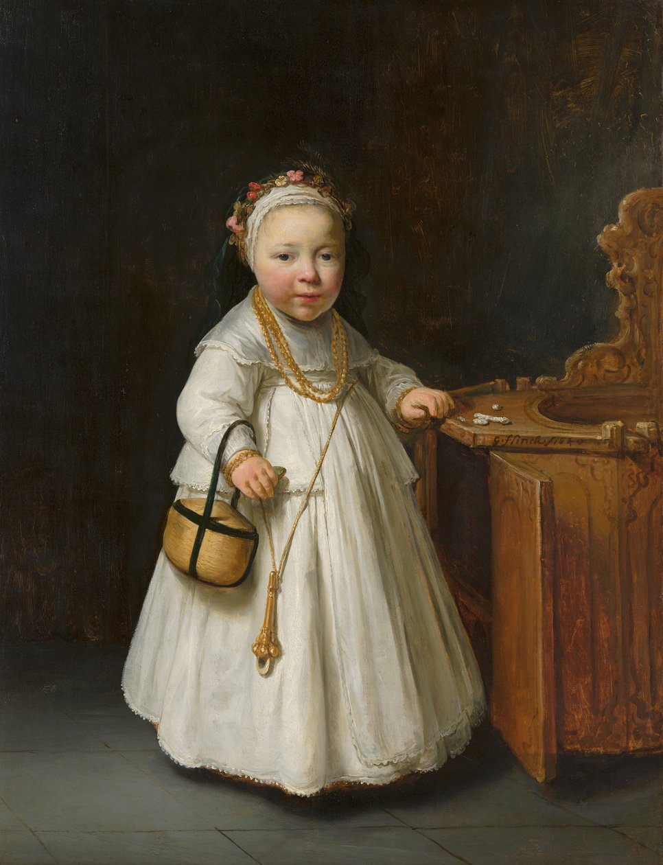 Dziewczyna przy wysokim krześle, 1640 autorstwa Govaert Flinck