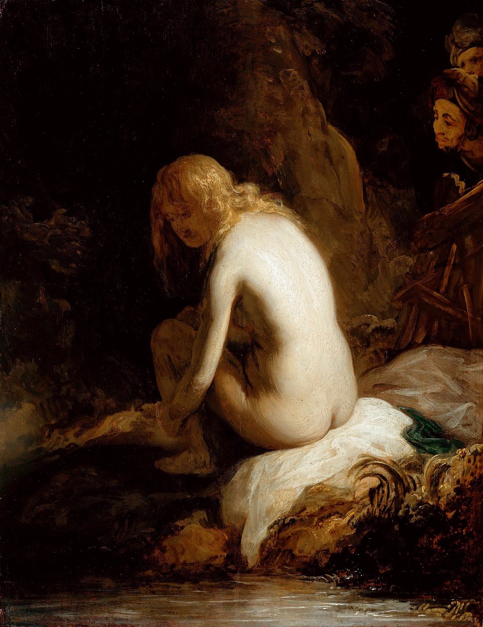 „Zuzanna i starsi” (Zuzanna i starsi) Obraz Govaert (Govert) Flinck (1615-1660) Olej na desce Wym. 49,6x37,8 cm Staatliche Museen, Berlin autorstwa Govaert Flinck