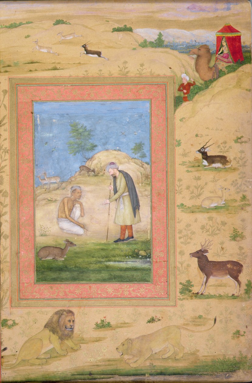 Majnun klęka przed Lailas Messenger, z albumu Shah Jahan autorstwa Govardhan attr. to Govardhan attr. to