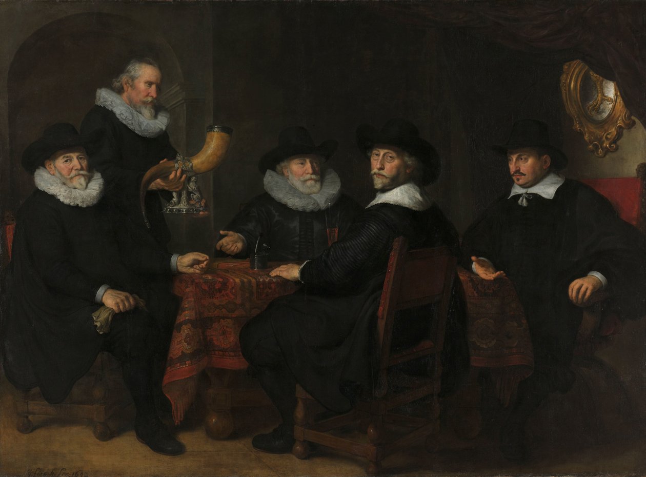 Czterech gubernatorów Gwardii Miejskiej Arkebuzerów, Amsterdam, 1642. autorstwa Govert Flinck