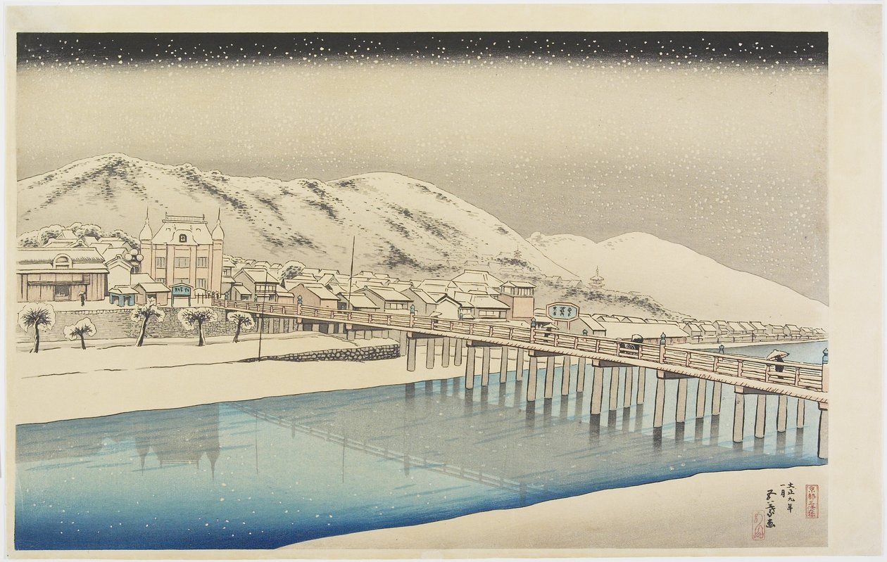 Wielki Most Sanjo_ w Kioto, styczeń 1920 autorstwa Goyo Hashiguchi