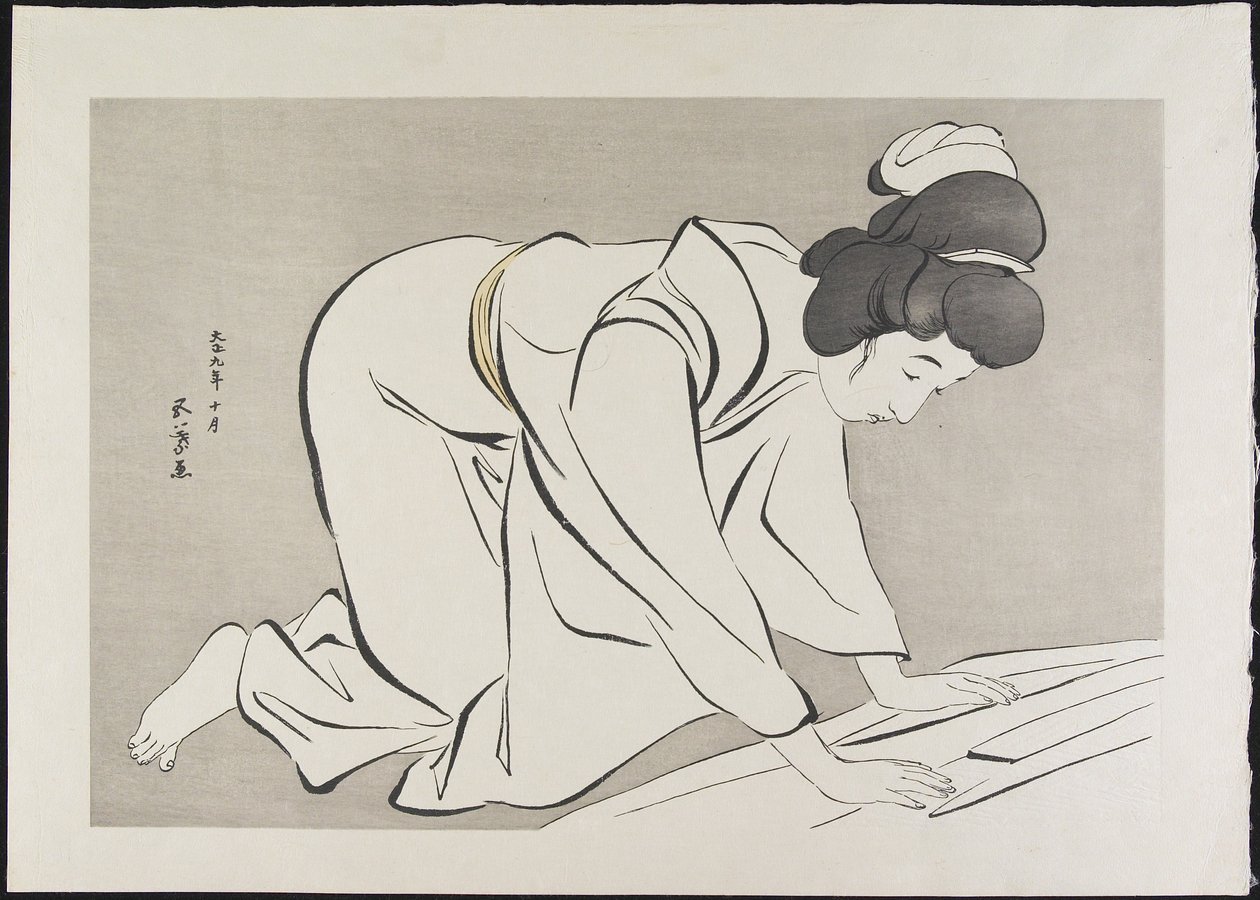 Kobieta składane kimono, październik 1920 autorstwa Goyo Hashiguchi