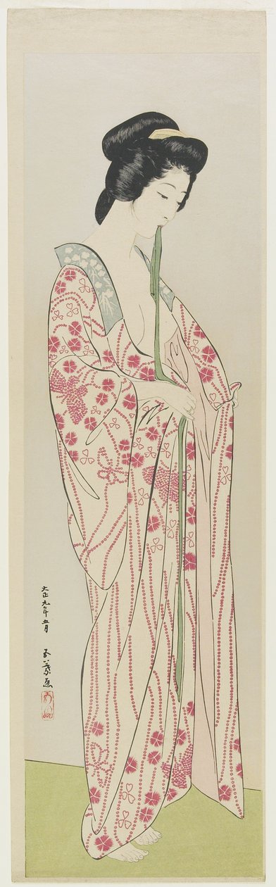 Kobieta w bieliźnie kimono, maj 1920 autorstwa Goyo Hashiguchi