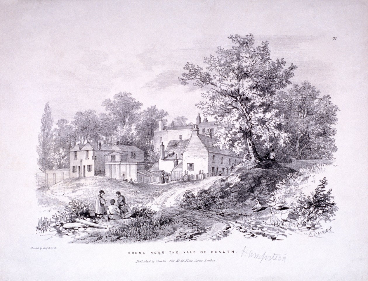 Hampstead Heath, Hampstead, Londyn, ok. 1840 r. autorstwa Graf and Soret