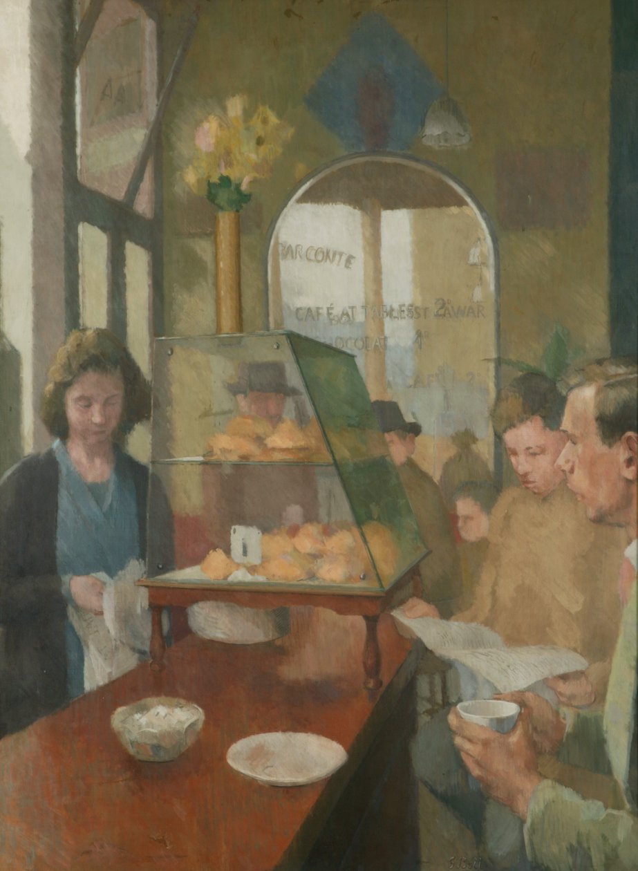 The Cafe (Cafe Conte, Londyn) 1937-38 (olej na płótnie) autorstwa Graham Bell
