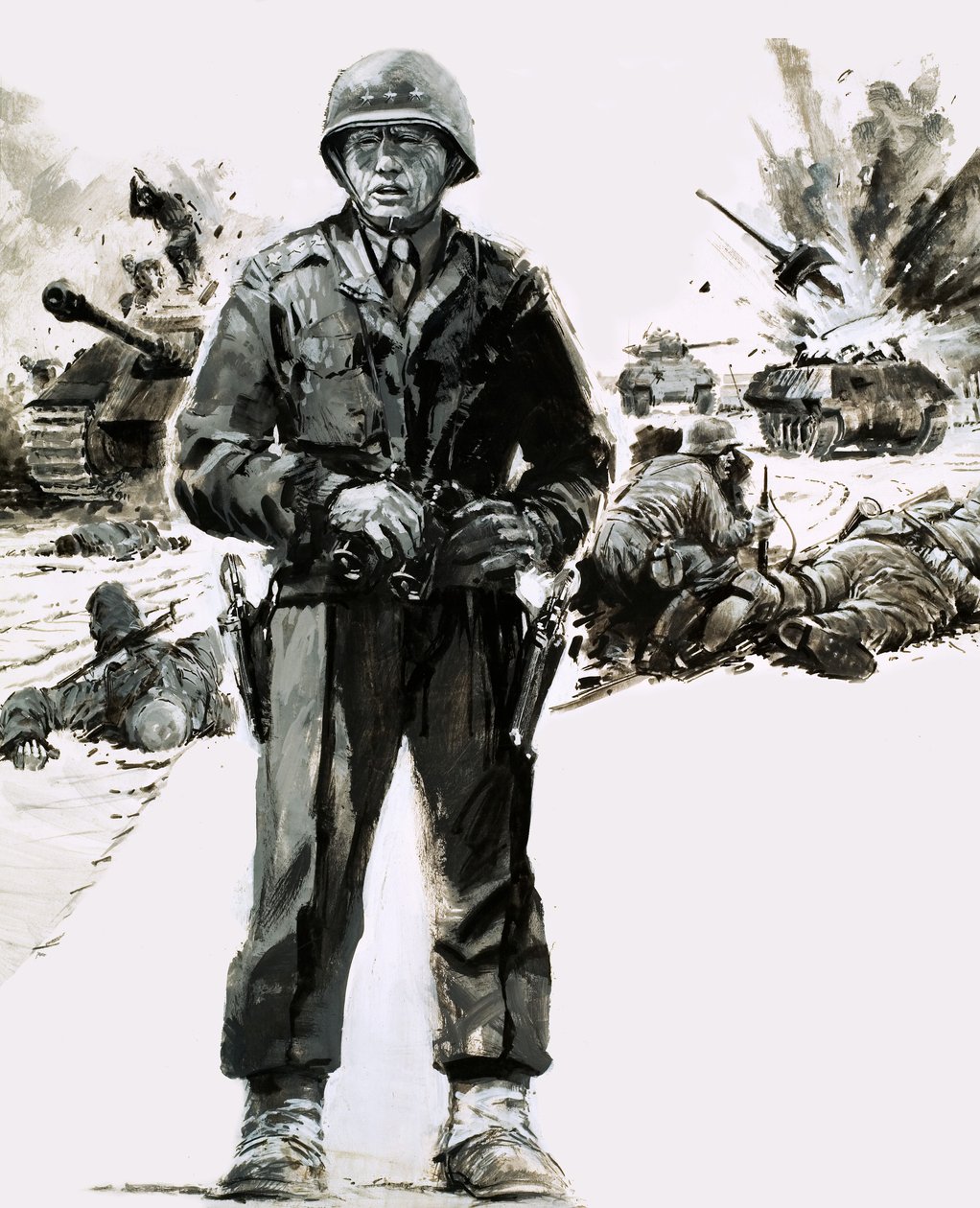 Generał George C. Patton (gwasz na papierze) autorstwa Graham Coton