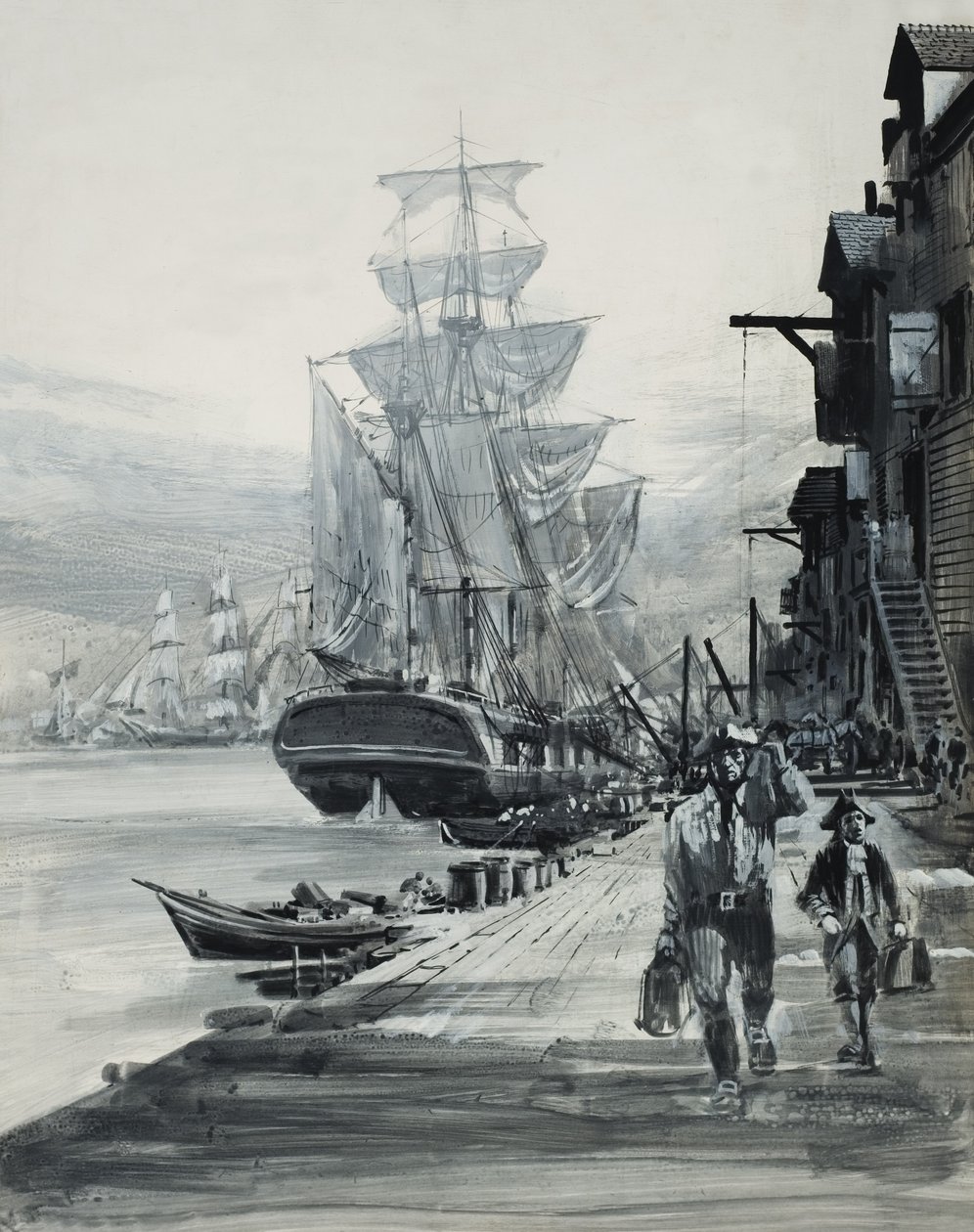 Scena portowa (gwasz na papierze) autorstwa Graham Coton