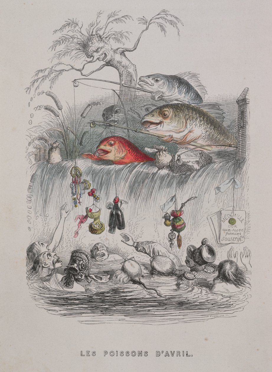 Ilustracja primaaprilisowa , z „Un Autre Monde”, 1844 (kolorowa grawerunek) autorstwa Grandville
