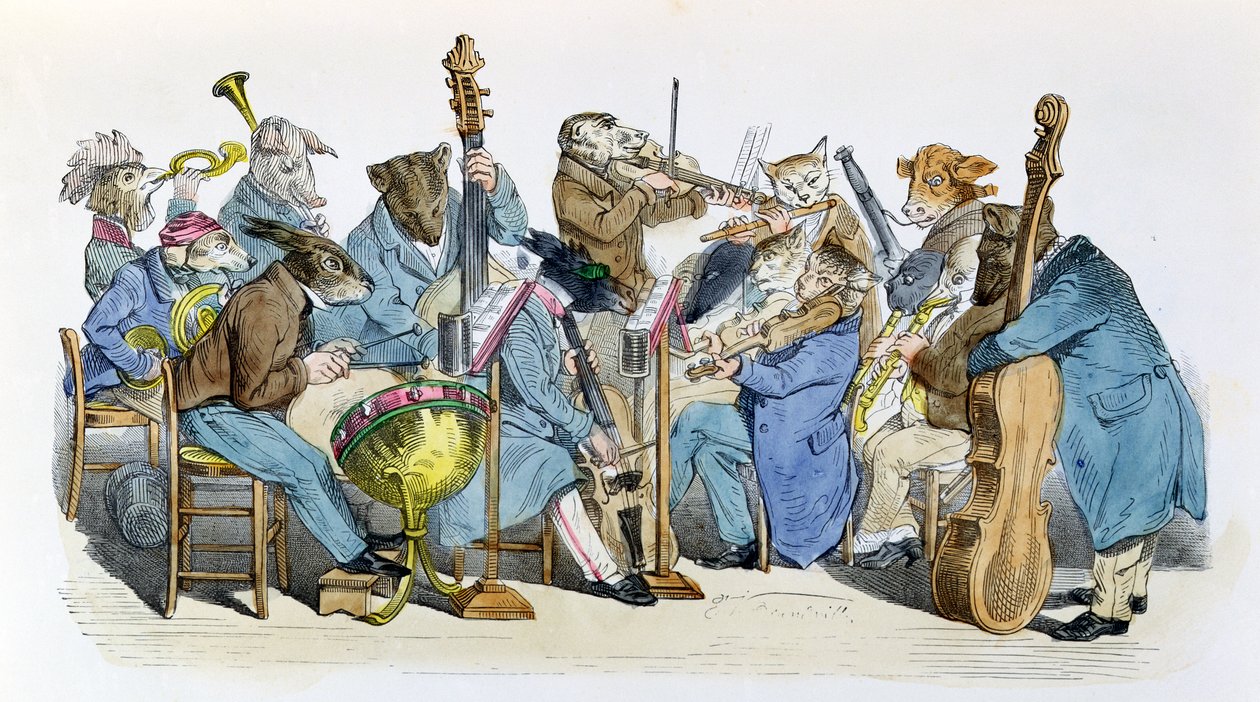 Nowy język muzyczny, karykatura z serii „Les Metamorphoses du Jour”, przedruk 1854 autorstwa Grandville