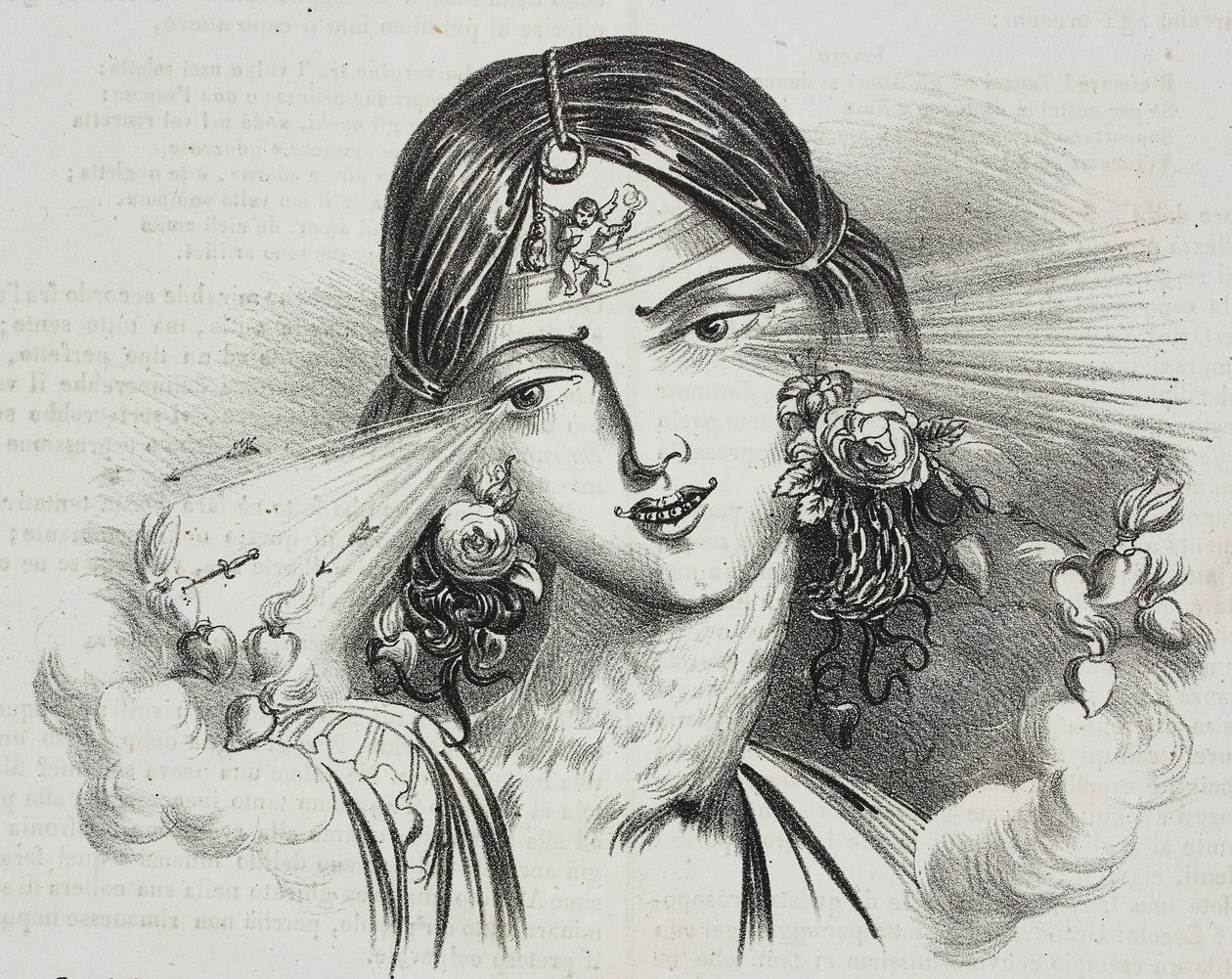 Kobiece piękno, karykatura Jean-Jacques Grandville (1803-1847), litografia Gaetano Riccio z Polioramy Pittoresco, nr 20, 24 grudnia autorstwa Grandville