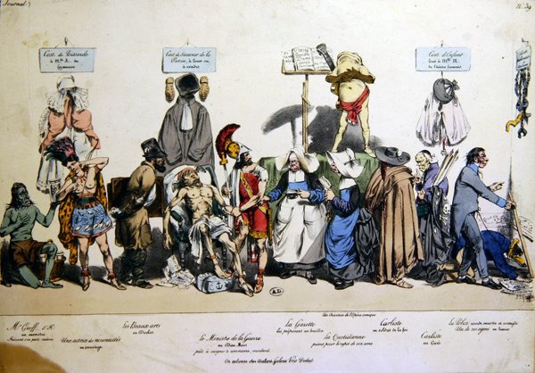 Towarzystwo Francuskie, c.1830-40 (kolor lito) autorstwa Grandville