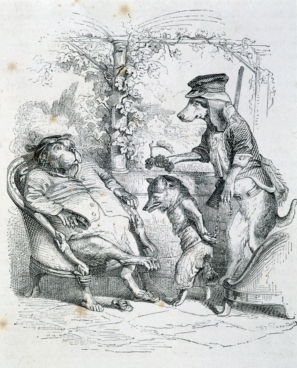Dwa psy i lis Riffler — autorstwa Grandville autorstwa Grandville