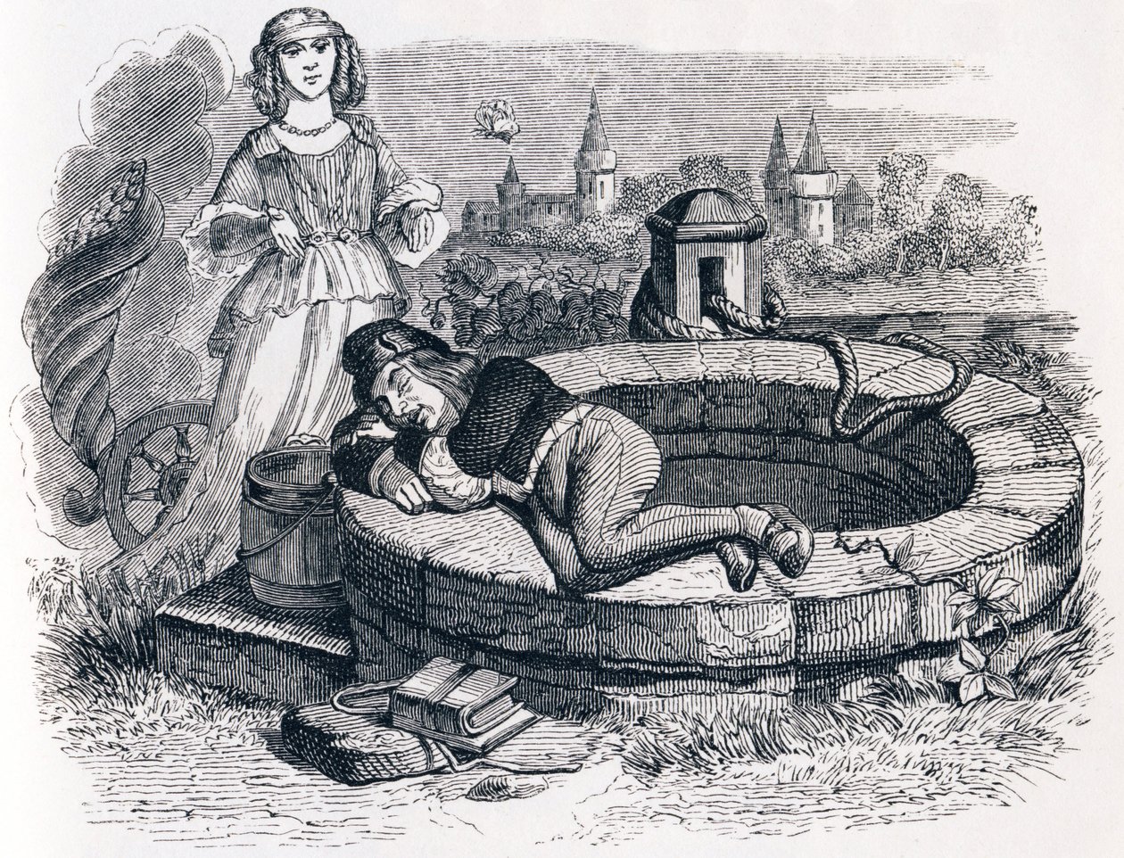 Fortuna i dziecko - Bajki La Fontaine autorstwa Grandville
