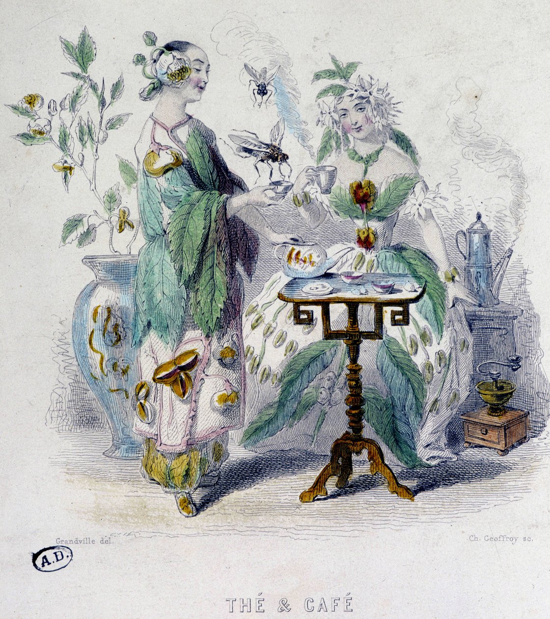 Alegoria „” Herbata i kawa”” Grandville, sd. 19 wiek autorstwa Grandville