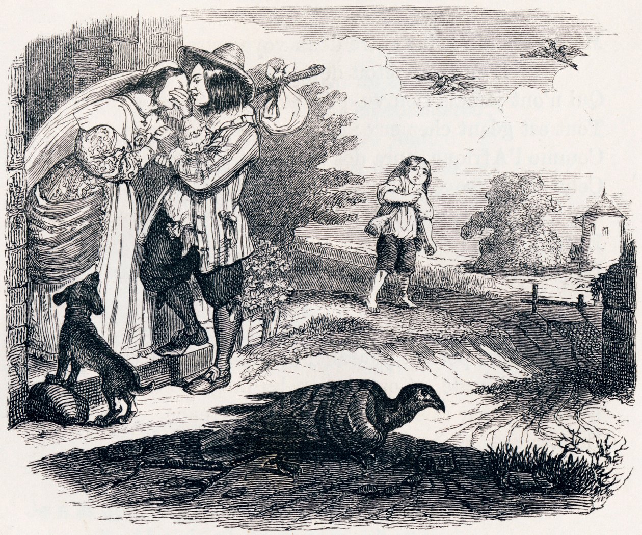 Oba gołębie - Bajki La Fontaine autorstwa Grandville