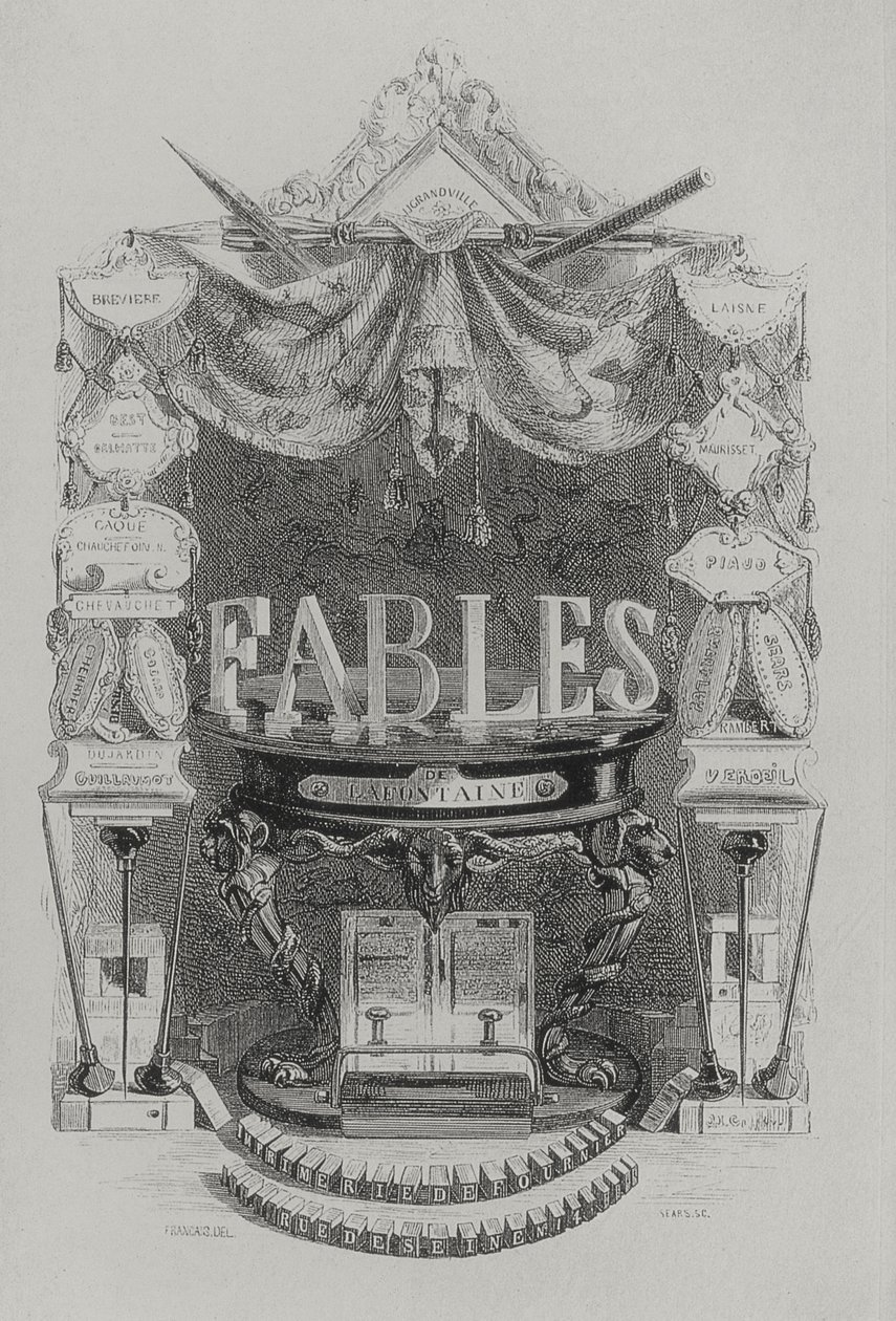 Strona tytułowa Fables de las Fountaine autorstwa Grandville