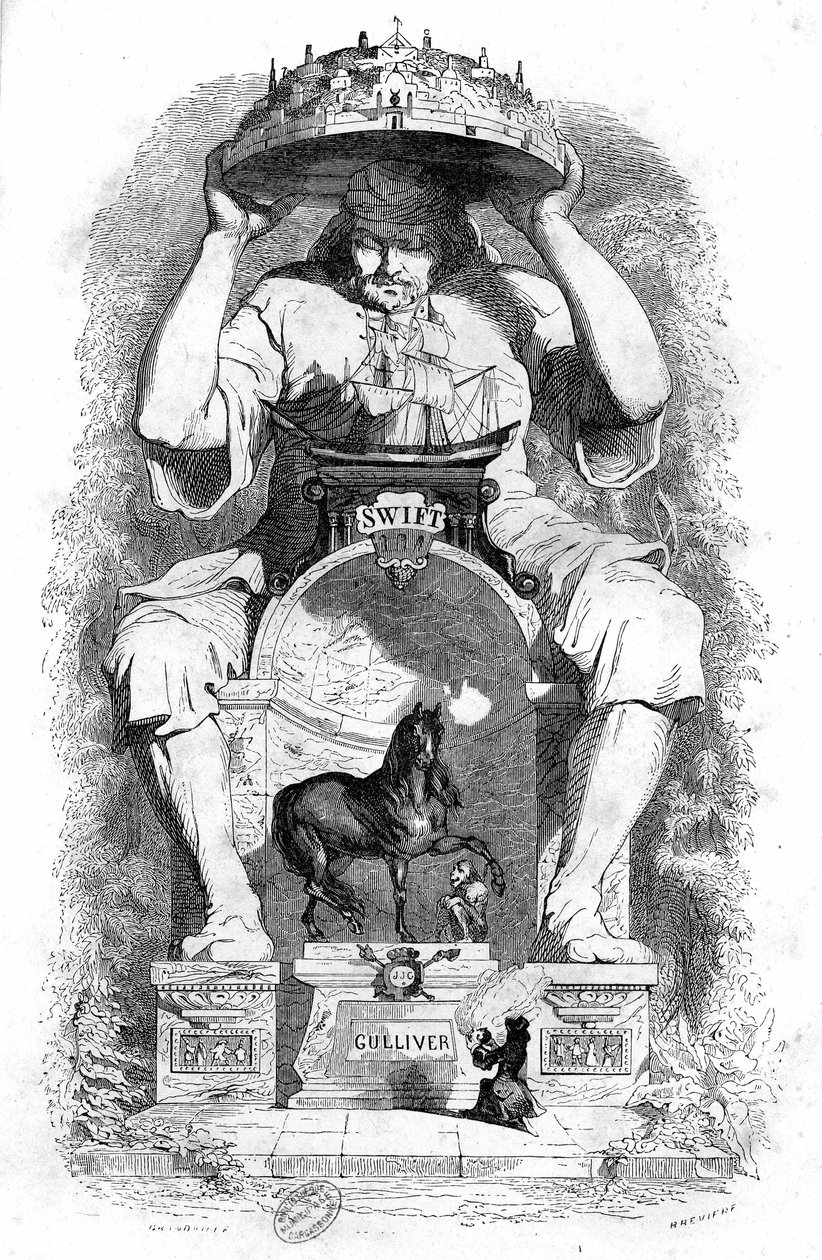 Ilustracja do "Podróży Guliwera" autorstwa Jonathana Swifta autorstwa Grandville (1803 47)