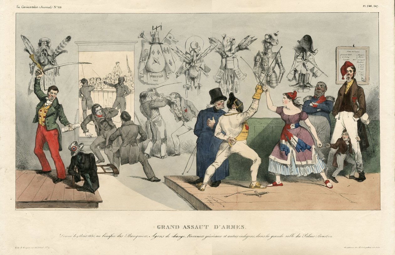 Ilustracja Jean Ignace Gerard dit Grandville (1803-1847) w La Caricature (1830) politique, no. 119 autorstwa Grandville