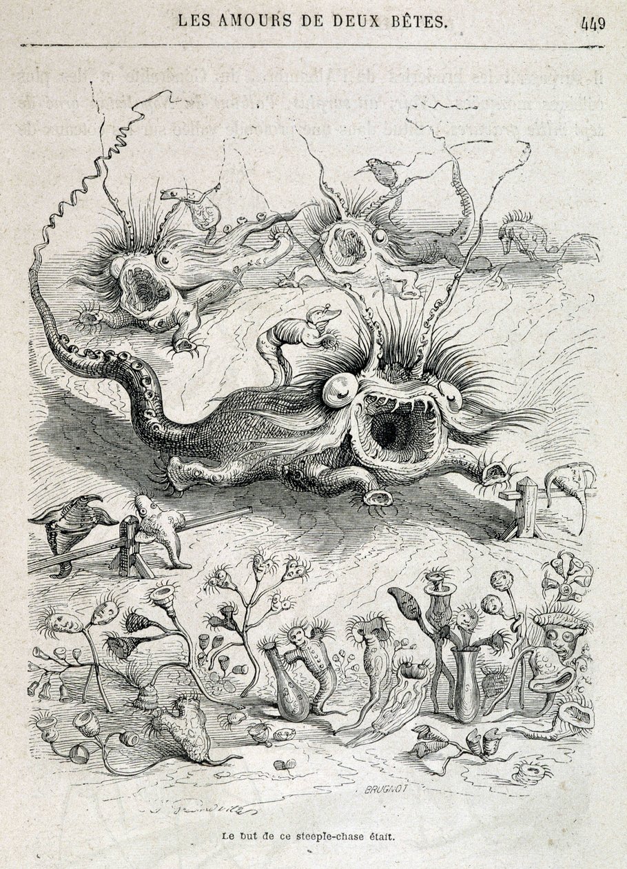 Les amours de deux beêtes (stromy pościg potworów) - w „Zwierzęta malowane przez siebie: życie prywatne i publiczne zwierząt” Grandville