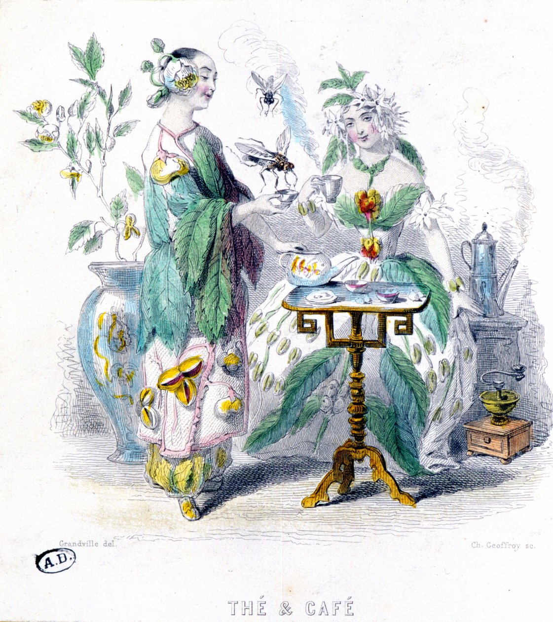 Herbata i kawa - alegoria od Grandville autorstwa Grandville