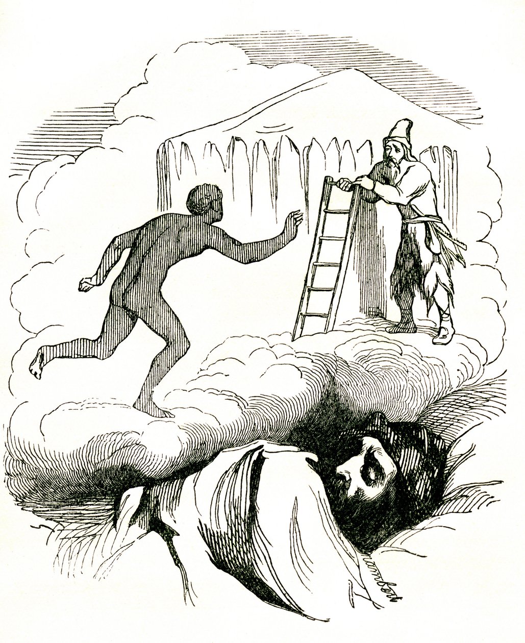 Przygody Robinsona Crusoe autorstwa Daniela De Foe, koniec XIX wieku (rycina) autorstwa Grandville (1803 47)