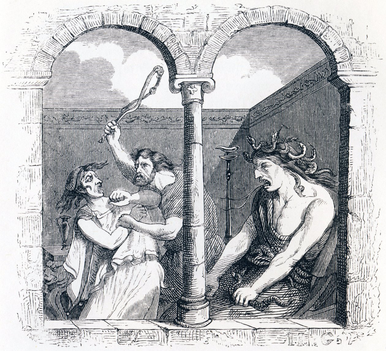 Dyskord (La discorde) - Bajki La Fontaine autorstwa Grandville
