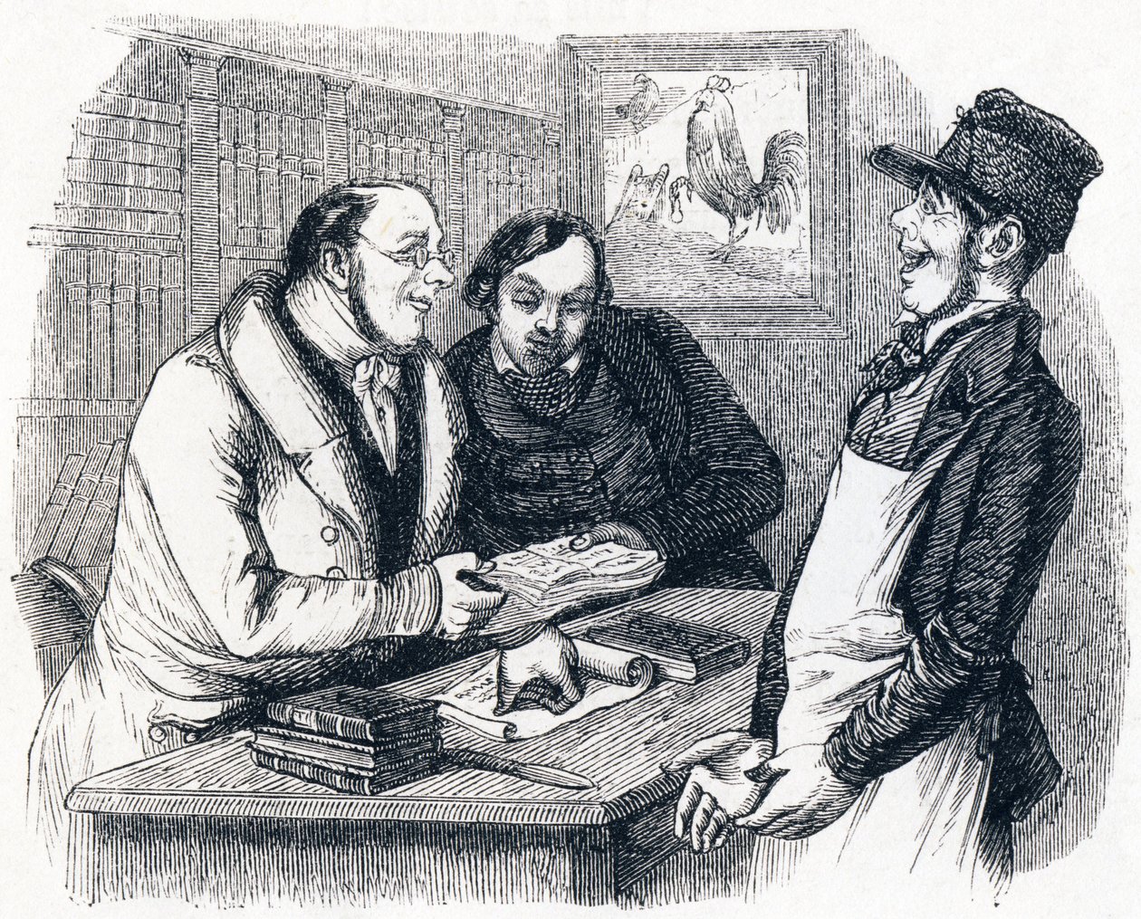 Piec i perła (Le coq et la perle) - Bajki La Fontaine autorstwa Grandville