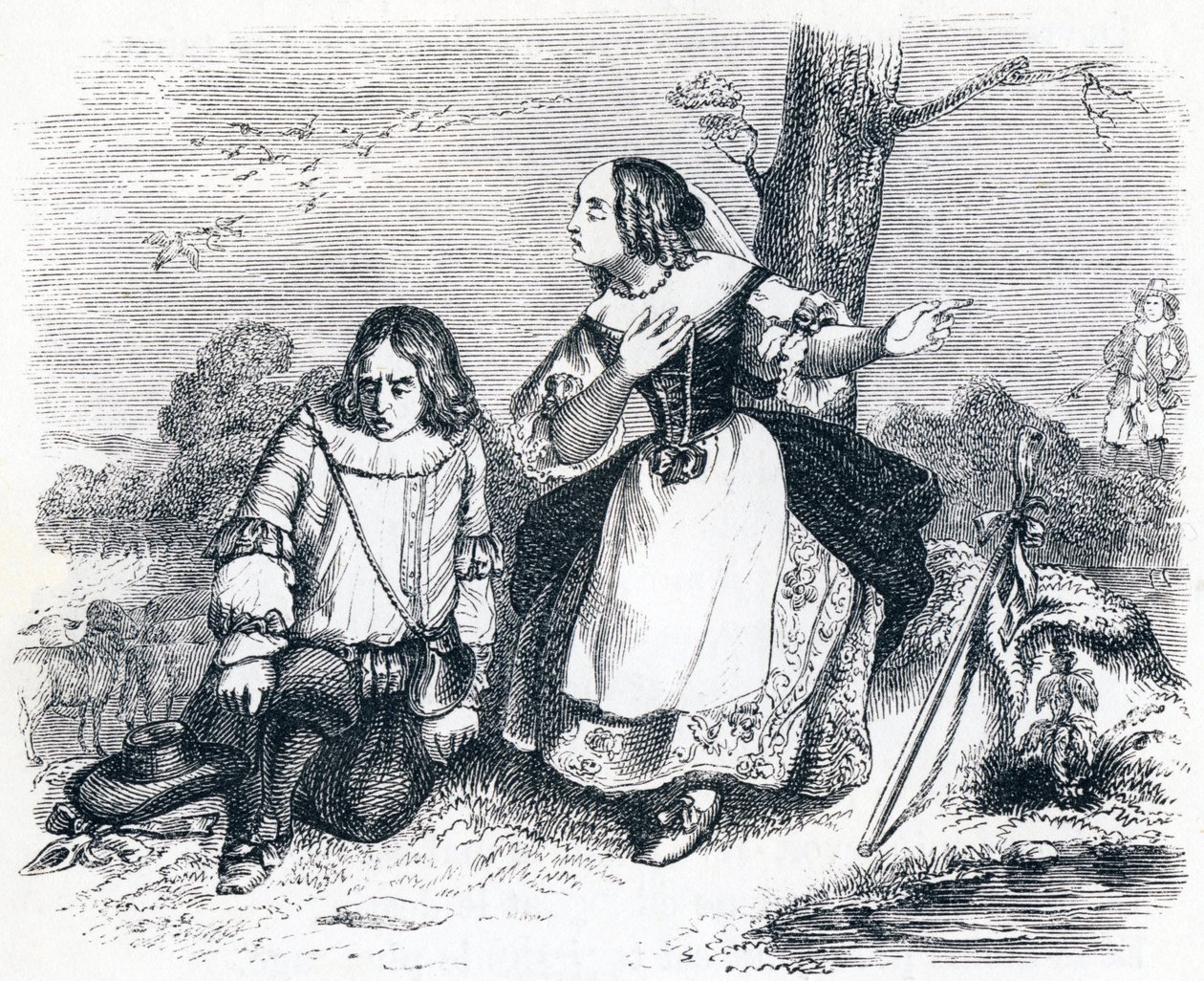 Tircis & Amarante - Bajki La Fontaine autorstwa Grandville