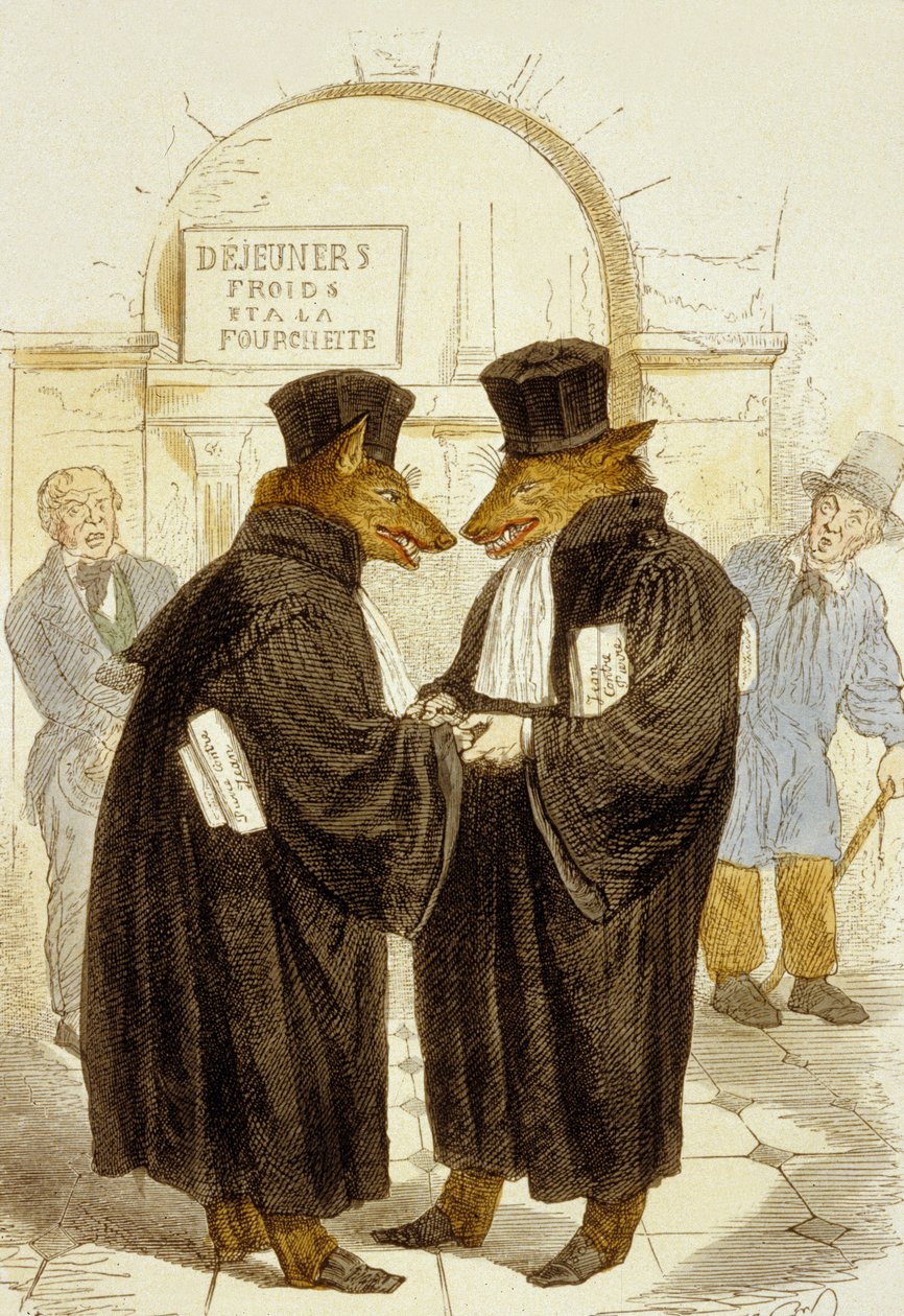 Wśród złodziei jest honor, od 100 Przysłów autorstwa Grandville (1803 47)