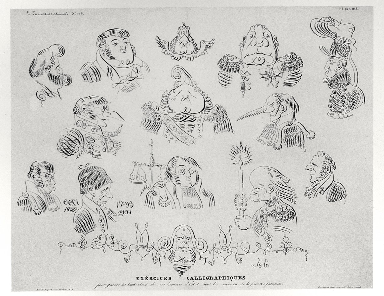 Ćwiczenia kaligraficzne, 1832 autorstwa Grandville