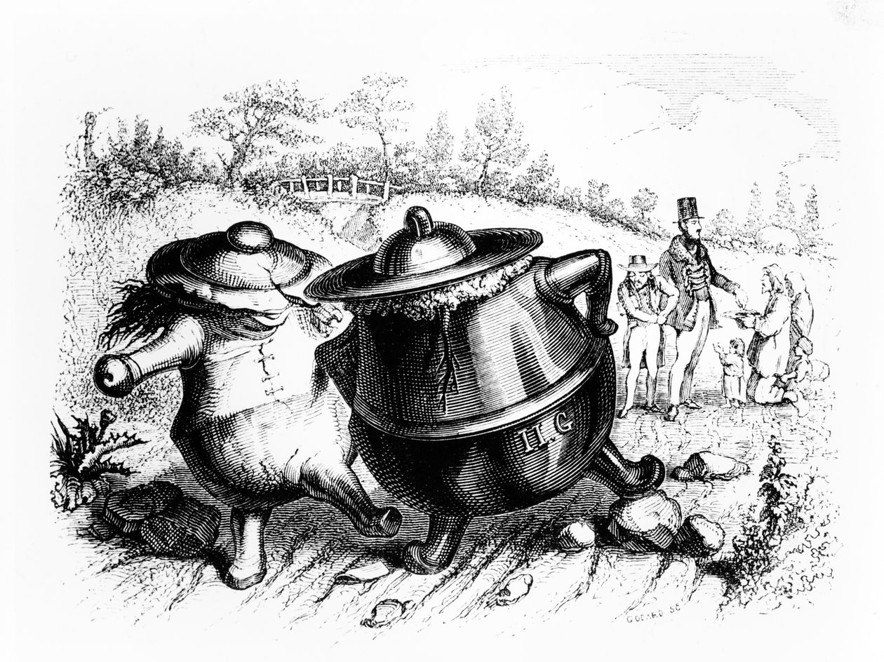 Dwa garnki, ilustracja do "Baśni" La Fontaine