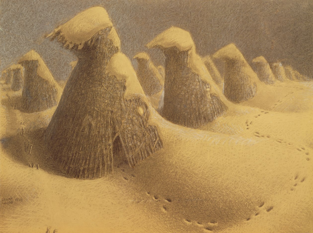 Styczeń 1938 (węgiel i kreda) autorstwa Grant Wood