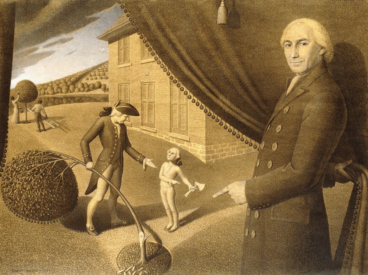 Karykatura do bajki Parson Weems, 1939 autorstwa Grant Wood