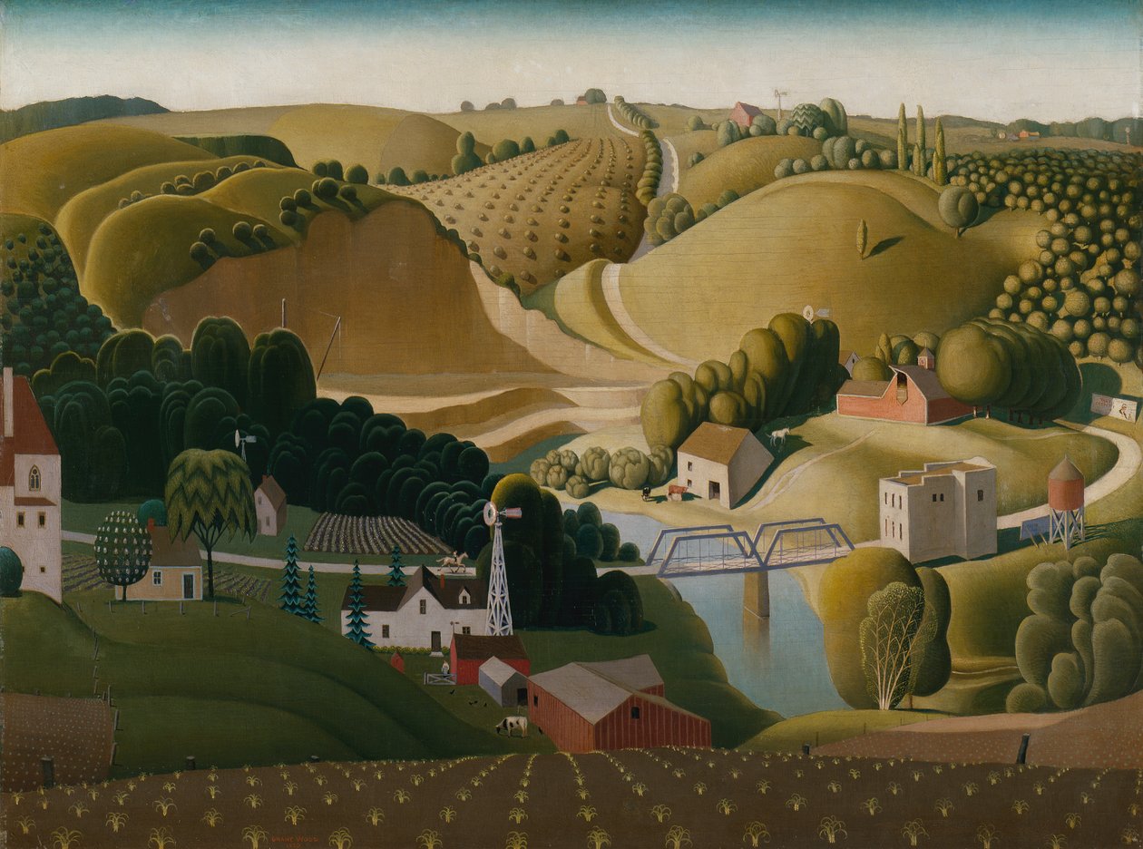 Kamienne Miasto, Iowa autorstwa Grant Wood