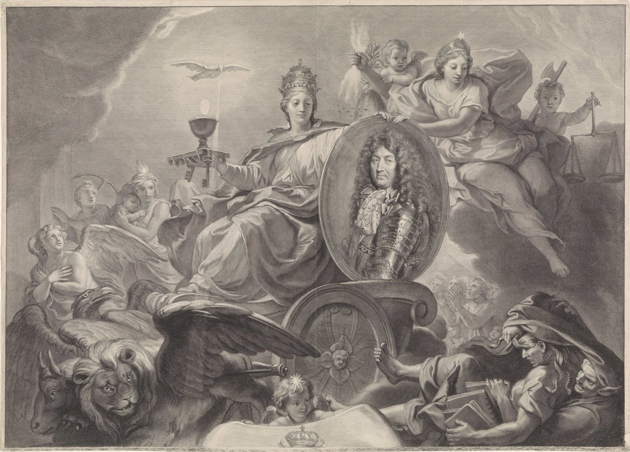 Alegoryczny portret Ludwika XIV, króla Francji autorstwa Gérard Edelinck