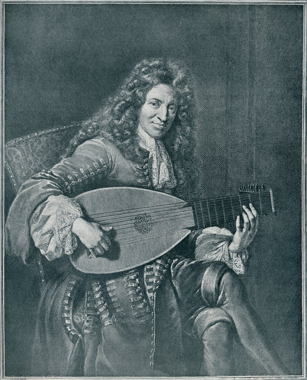 Charles Mouton, c1626-1710. Francuski lutnista i kompozytor lutni, 1909 autorstwa Gérard Edelinck