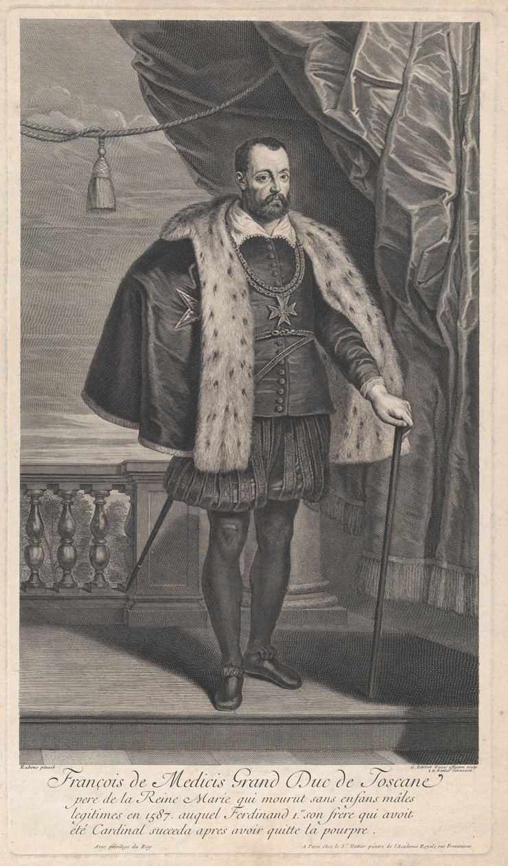 Portret Franciszka I Medyceusza, Wielkiego Księcia Toskanii, ca. 1707 autorstwa Gérard Edelinck