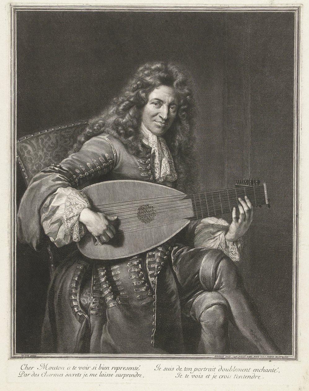 Portret kompozytora Charlesa Moutona (ok. 1626-1710) autorstwa Gérard Edelinck