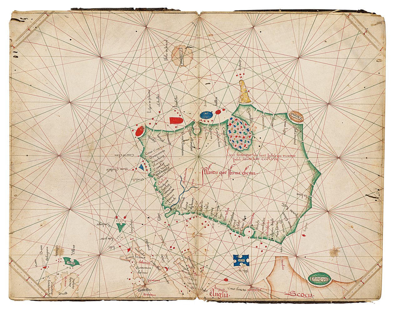 Najwcześniejsza znana osobna mapa wyspy Irlandii, Portolan Atlas autorstwa Grazioso Benincasa