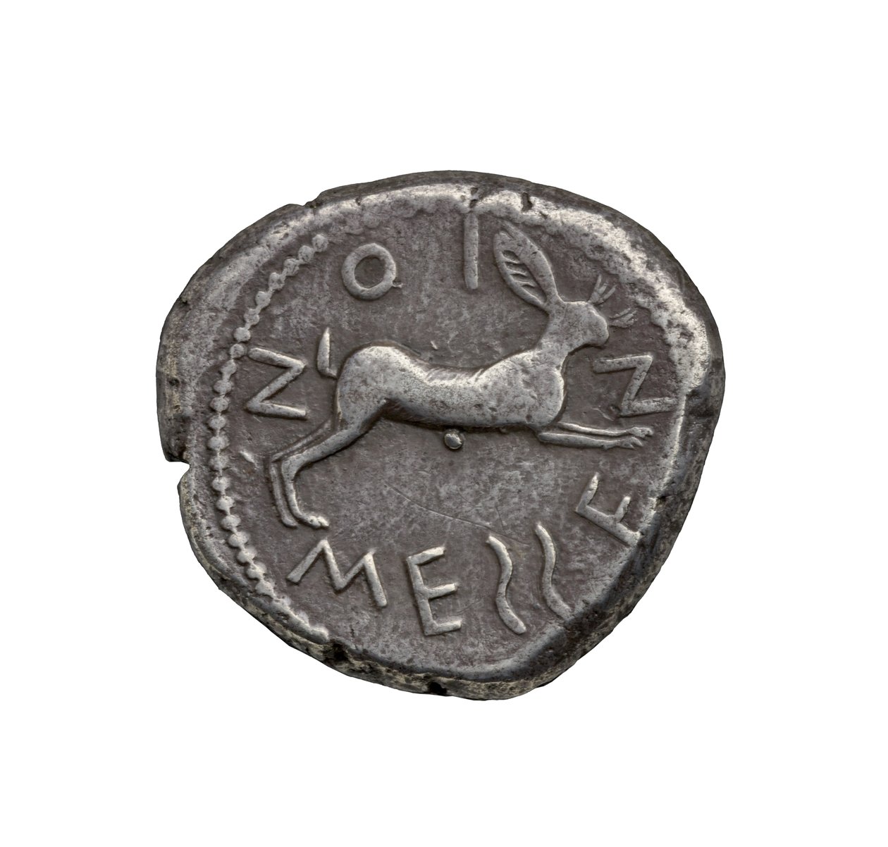 Starożytna grecka srebrna moneta z Zankle-Messana, 480 pne (srebro) autorstwa Greek