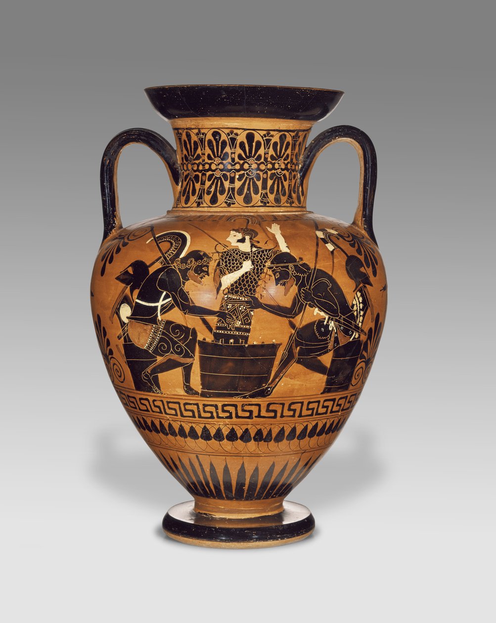 Athenian Attic czarna amfora na szyi z Ajaxem i Achillesem, ok. 510 p.n.e. (terakota) autorstwa Greek