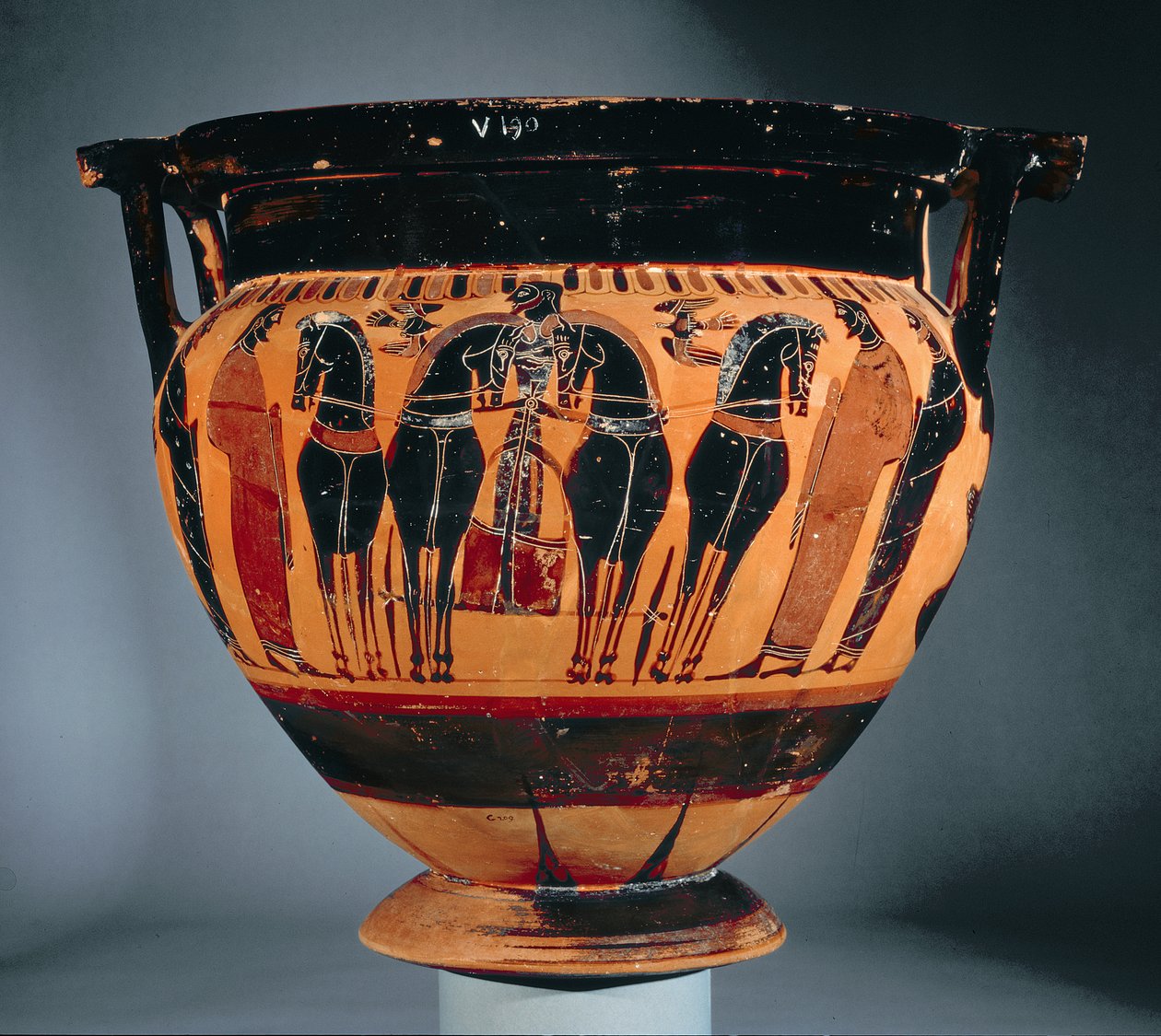 Poddasza czarnofigurowa krater kolumnowy przedstawiający rydwan (ceramika) autorstwa Greek