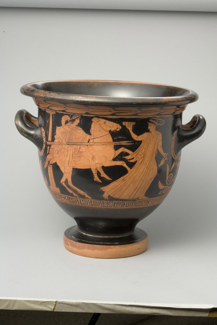 Czerwona figura na poddaszu krater z dzwonem, ok. 440 pne (terakota) (szczegóły patrz 270384) autorstwa Greek