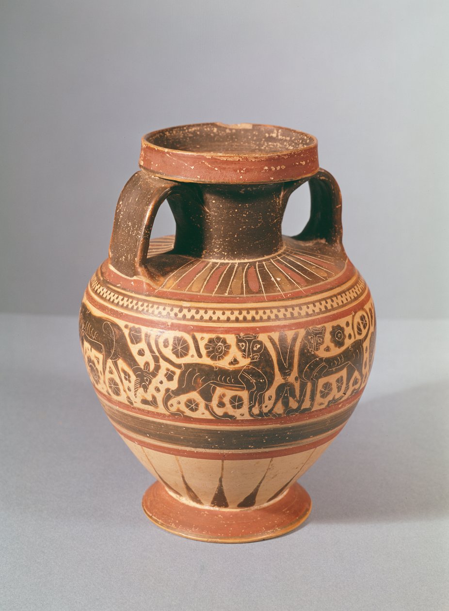 Amfora w stylu korynckim, ok.600 pne (ceramiczna) autorstwa Greek
