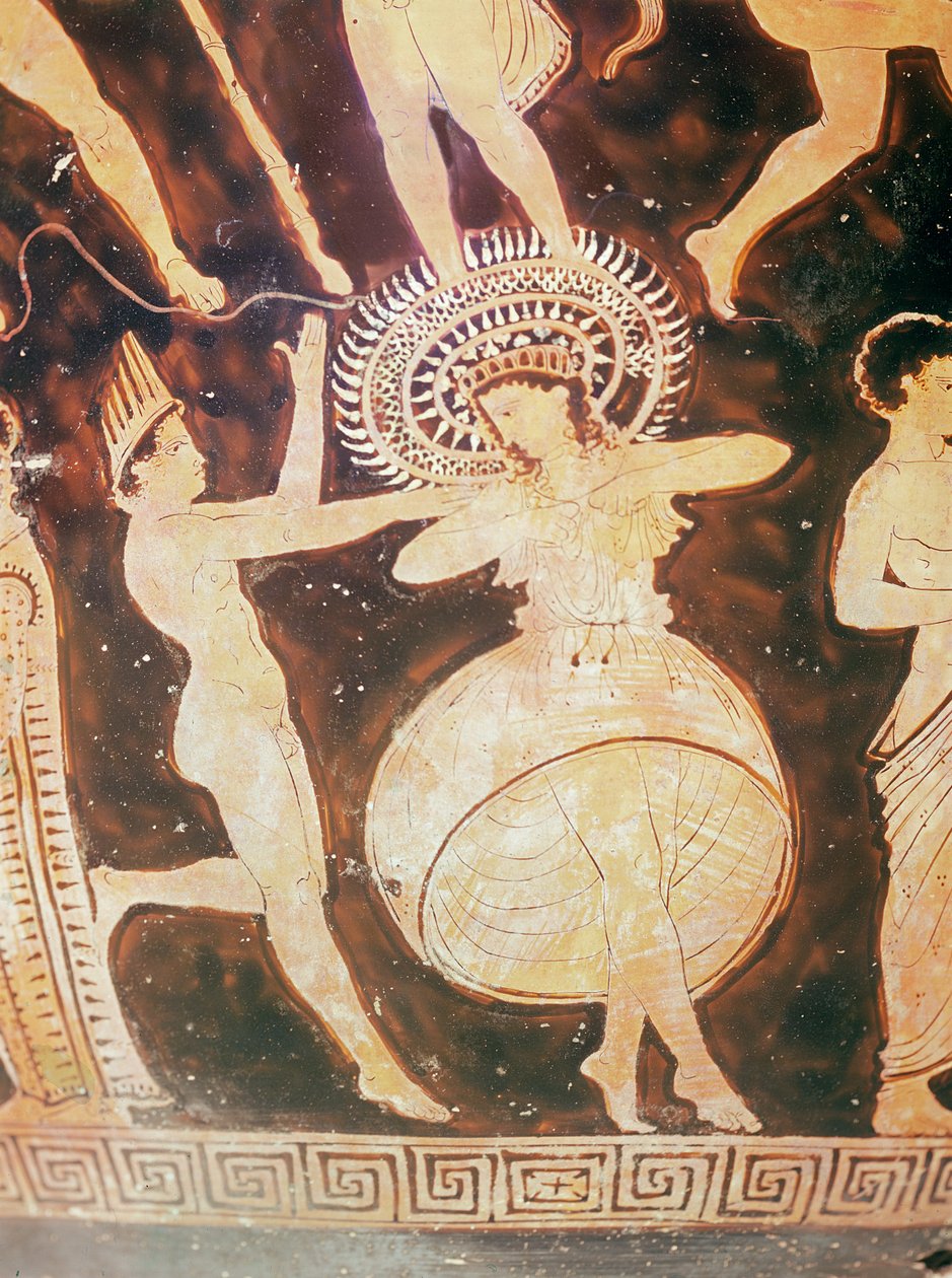 Tancerze podczas Karnei, detal (ceramika) autorstwa Greek