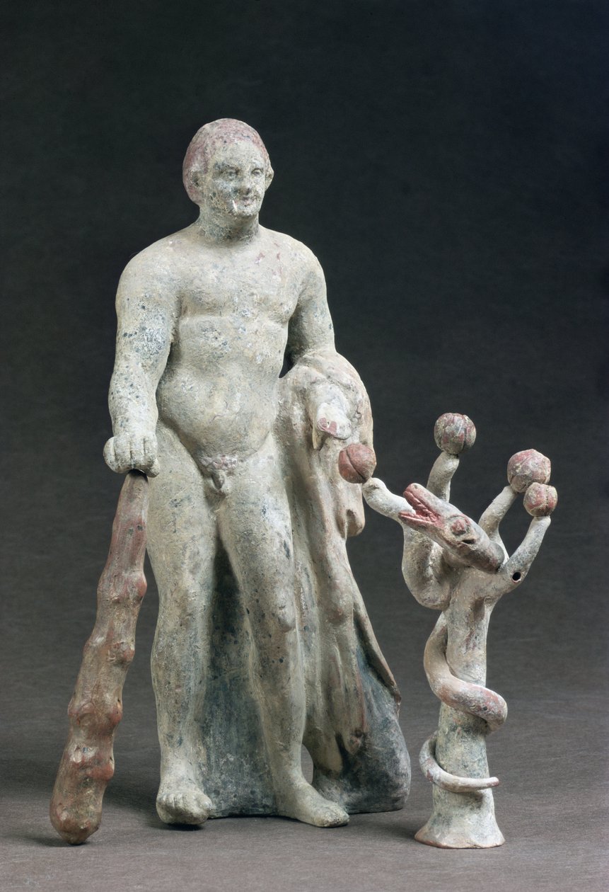 Herakles z Jabłkiem Hesperydów, ok. 160-140 pne (terakota) autorstwa Greek