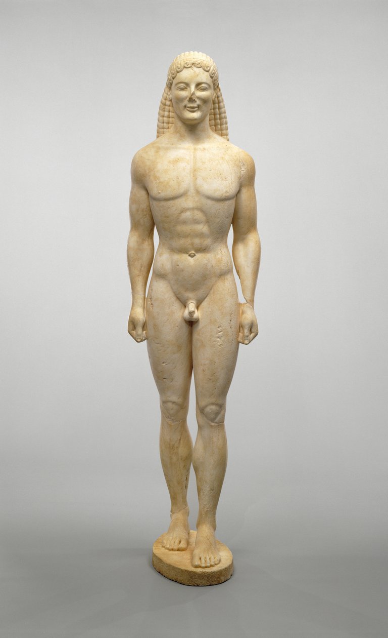 Kouros, ok. 530 pne (marmur dolomitowy) autorstwa Greek