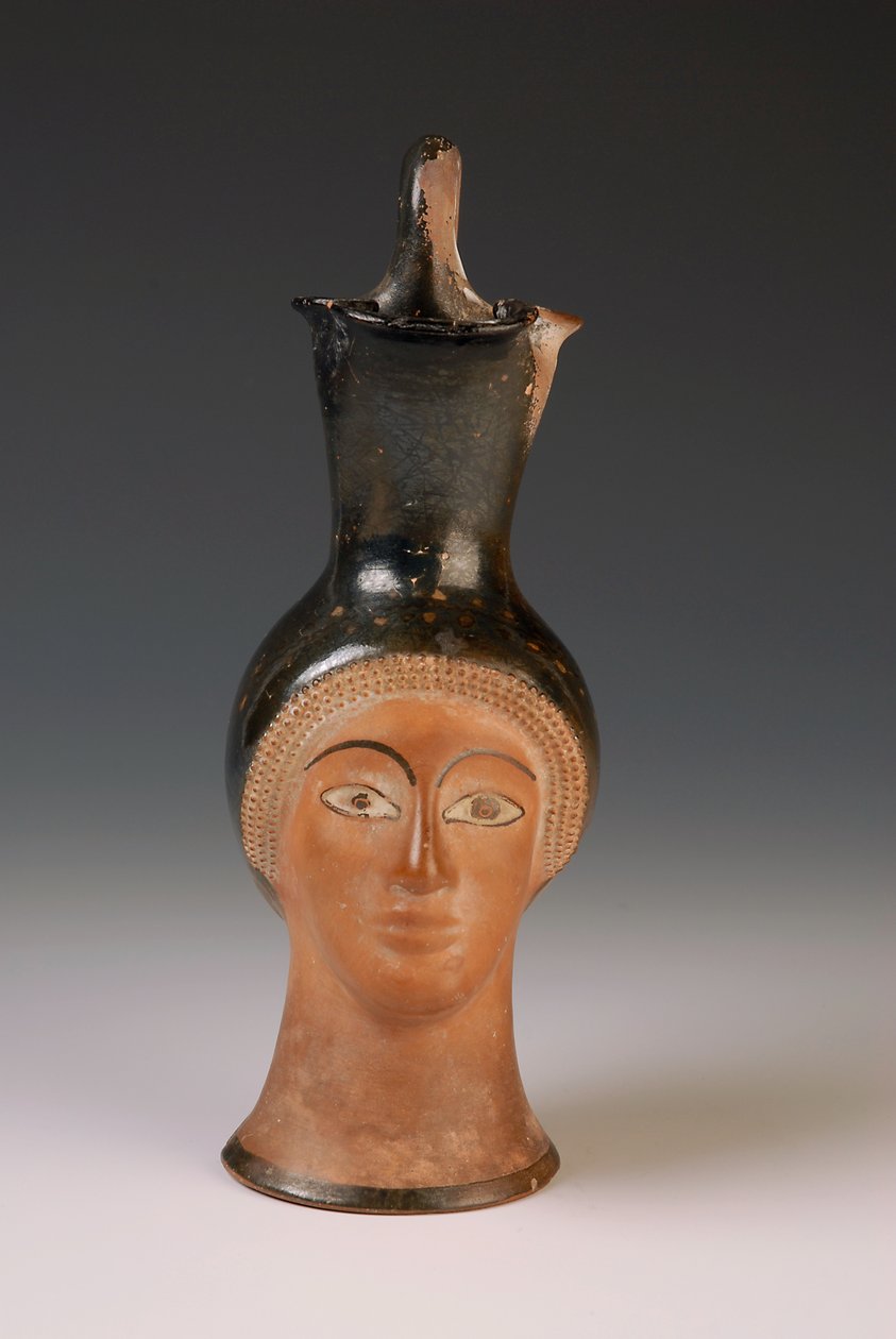 Oenochoe w formie głowy kobiety (terakota) autorstwa Greek