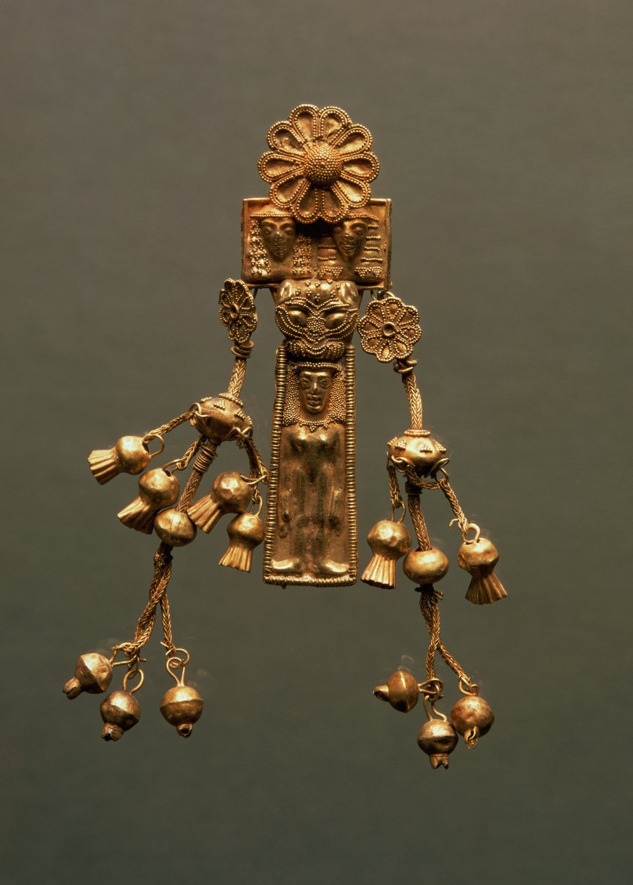 Wisiorek, z nekropolii Camiros, ok. 630-620 pne (elektrum) autorstwa Greek